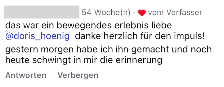 Instagram-Feedback auf einen meiner Schreibimpulse