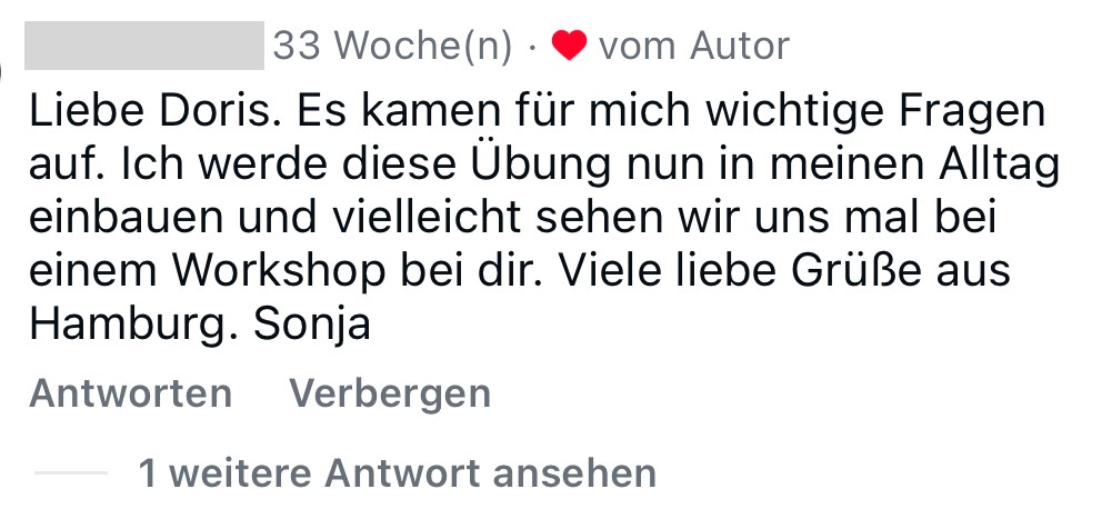 Instagram-Feedback auf einen meiner Schreibimpulse